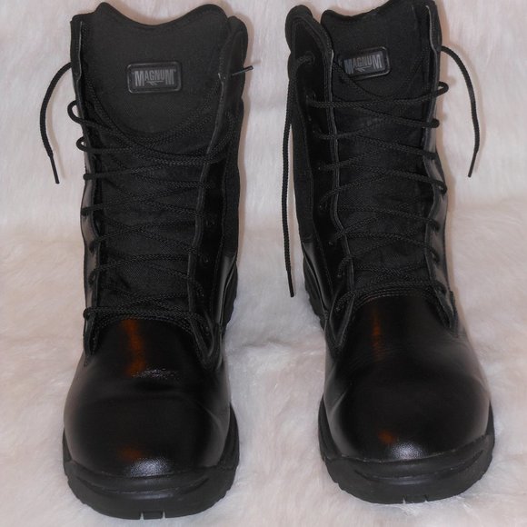 MAGMUM TECHNOLOGY BLACK LEATHER ANKLE BOOT SIZE 12 - Picture 2 of 10